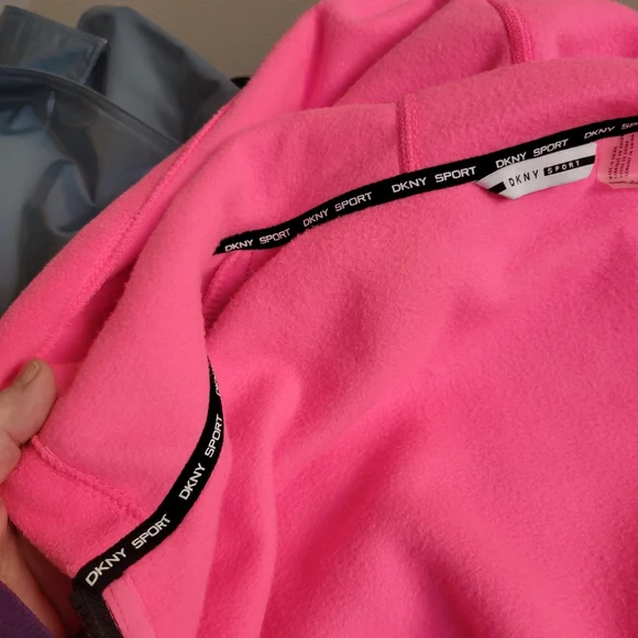 💥💥💥SALE 💥💥💥NWOT DKNY Sport Hot Pink Fleece Jacket W/Logo Tape Sleeves-3X - Picture 10 of 11